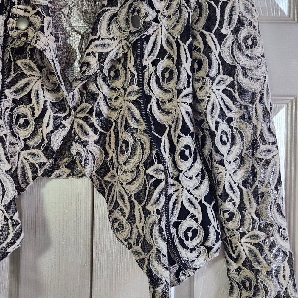 INC Lace Beige Black Swing Jacket Size L - Picture 3 of 4